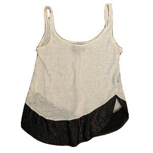 Patterson J Kincaid PJK Womens Tank Top Cami Black Cream XS Linen Camisole